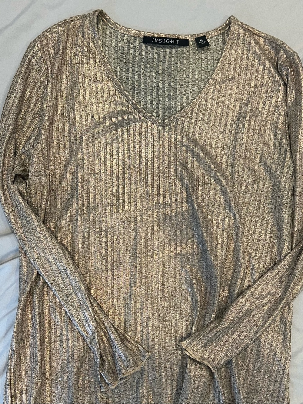Insight Metallic Ribbed V-Neck Women's Top